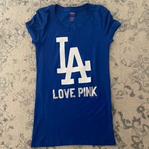 Worn once Victoria’s Secret Pink Dodgers t shirt